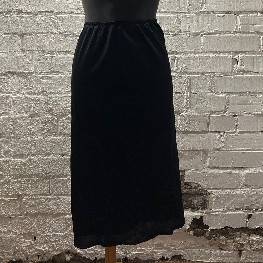 2/$30 Black Silk Slip Midi Skirt w Slit